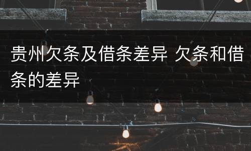 贵州欠条及借条差异 欠条和借条的差异
