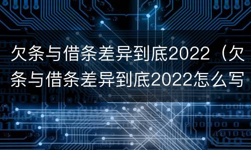欠条与借条差异到底2022（欠条与借条差异到底2022怎么写）