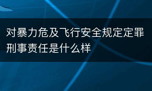 对暴力危及飞行安全规定定罪刑事责任是什么样