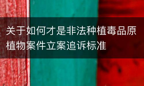关于如何才是非法种植毒品原植物案件立案追诉标准