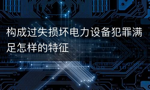 构成过失损坏电力设备犯罪满足怎样的特征