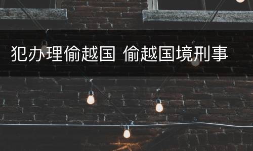 犯办理偷越国 偷越国境刑事