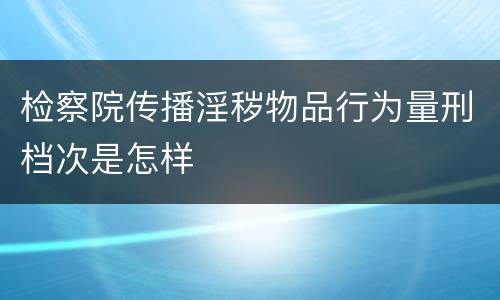 检察院传播淫秽物品行为量刑档次是怎样