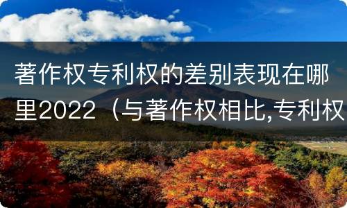 著作权专利权的差别表现在哪里2022（与著作权相比,专利权有哪些特征）