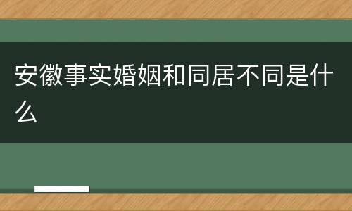 安徽事实婚姻和同居不同是什么