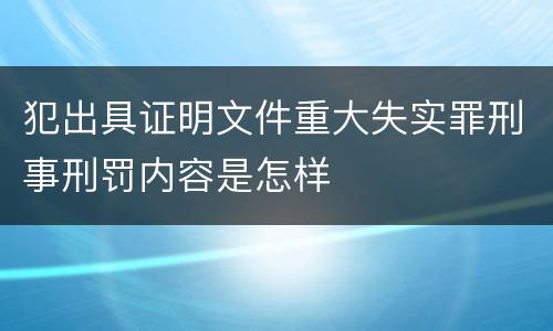 犯出具证明文件重大失实罪刑事刑罚内容是怎样