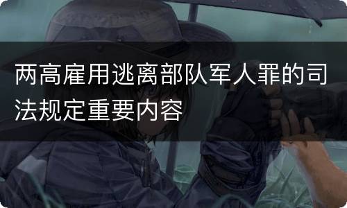 两高雇用逃离部队军人罪的司法规定重要内容