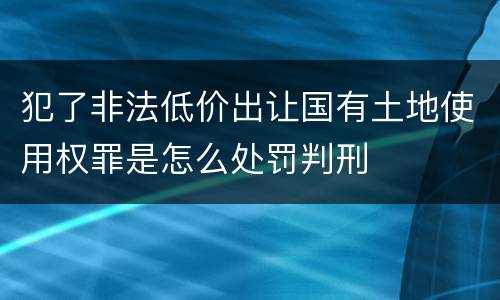 犯了非法低价出让国有土地使用权罪是怎么处罚判刑
