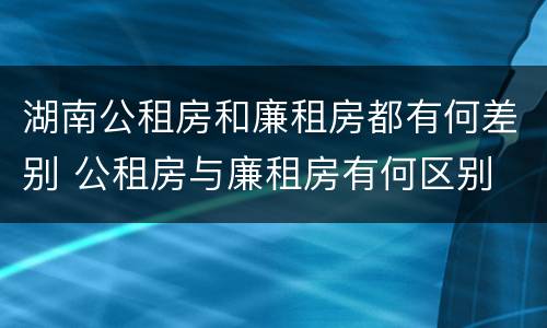 湖南公租房和廉租房都有何差别 公租房与廉租房有何区别