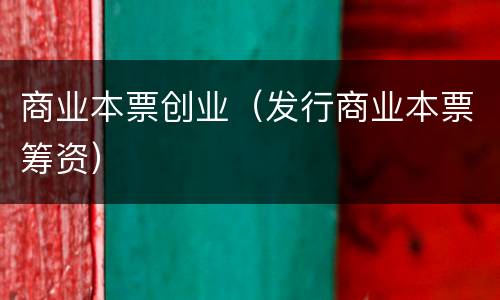 商业本票创业（发行商业本票筹资）
