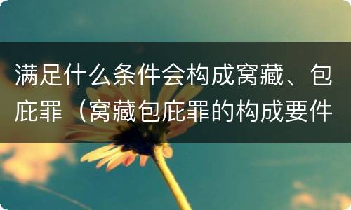 满足什么条件会构成窝藏、包庇罪（窝藏包庇罪的构成要件）