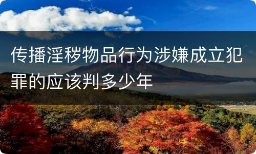 传播淫秽物品行为涉嫌成立犯罪的应该判多少年