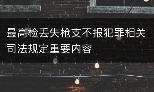最高检丢失枪支不报犯罪相关司法规定重要内容