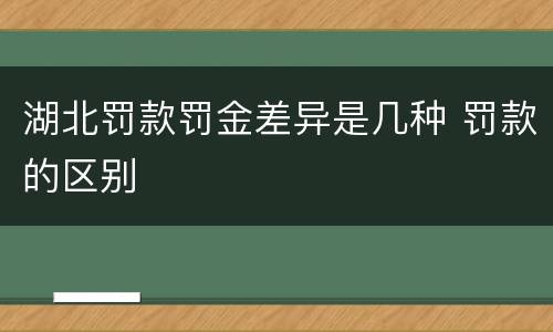 湖北罚款罚金差异是几种 罚款的区别