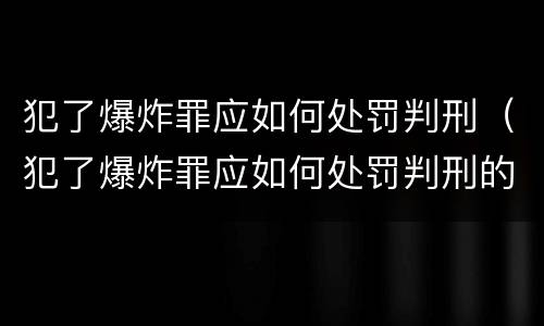 犯了爆炸罪应如何处罚判刑（犯了爆炸罪应如何处罚判刑的人）