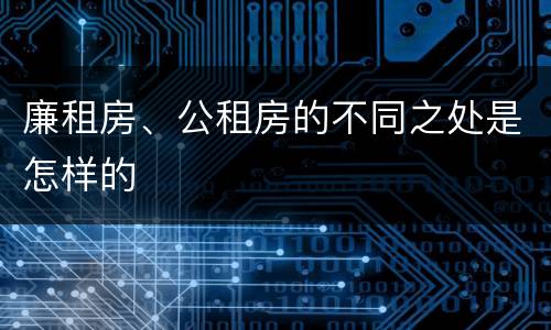 廉租房、公租房的不同之处是怎样的