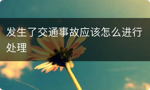 发生了交通事故应该怎么进行处理
