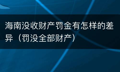海南没收财产罚金有怎样的差异（罚没全部财产）