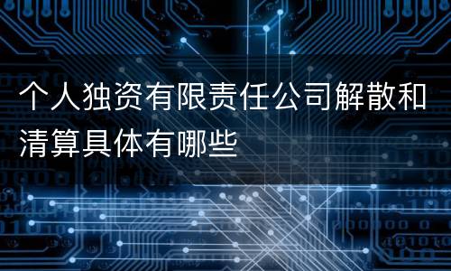 个人独资有限责任公司解散和清算具体有哪些