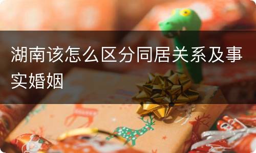 湖南该怎么区分同居关系及事实婚姻