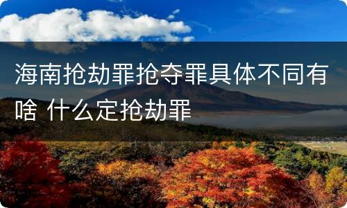 海南抢劫罪抢夺罪具体不同有啥 什么定抢劫罪
