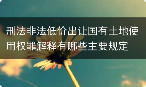 刑法非法低价出让国有土地使用权罪解释有哪些主要规定