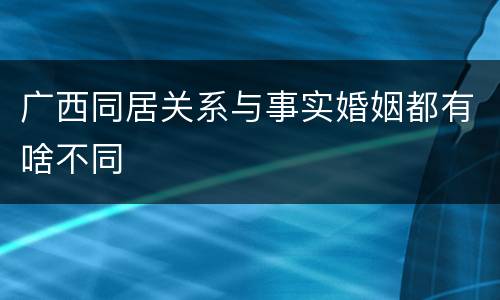 广西同居关系与事实婚姻都有啥不同