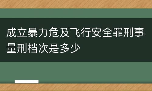 成立暴力危及飞行安全罪刑事量刑档次是多少