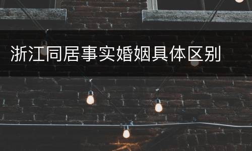 浙江同居事实婚姻具体区别