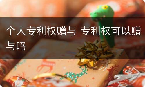 个人专利权赠与 专利权可以赠与吗