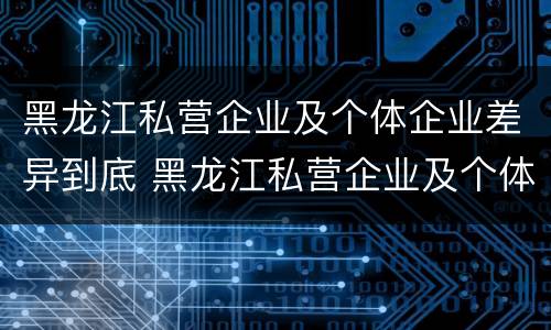 黑龙江私营企业及个体企业差异到底 黑龙江私营企业及个体企业差异到底有多大
