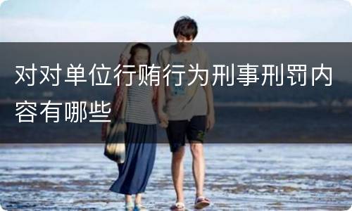 对对单位行贿行为刑事刑罚内容有哪些