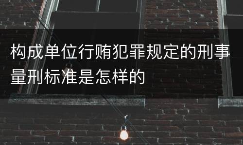 构成单位行贿犯罪规定的刑事量刑标准是怎样的