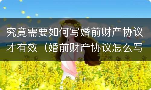 究竟需要如何写婚前财产协议才有效（婚前财产协议怎么写才有效）