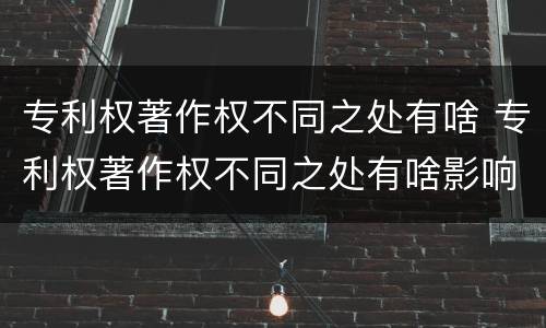 专利权著作权不同之处有啥 专利权著作权不同之处有啥影响