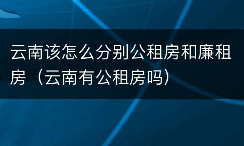 云南该怎么分别公租房和廉租房（云南有公租房吗）