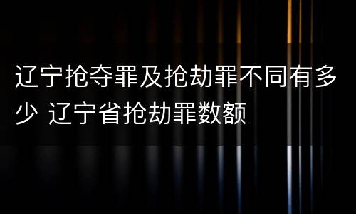 辽宁抢夺罪及抢劫罪不同有多少 辽宁省抢劫罪数额