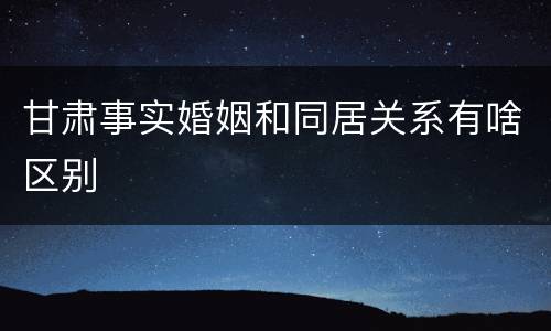 甘肃事实婚姻和同居关系有啥区别