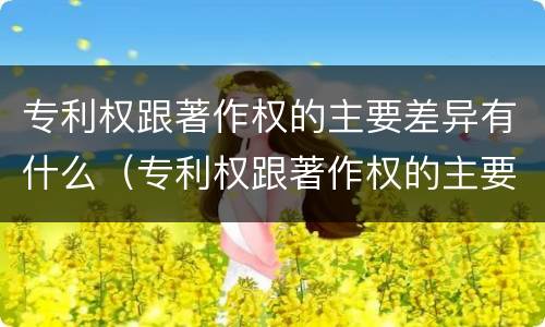 专利权跟著作权的主要差异有什么（专利权跟著作权的主要差异有什么不同）