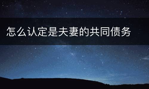 怎么认定是夫妻的共同债务