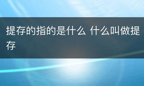 提存的指的是什么 什么叫做提存