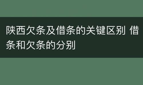 陕西欠条及借条的关键区别 借条和欠条的分别