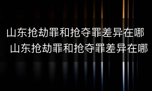山东抢劫罪和抢夺罪差异在哪 山东抢劫罪和抢夺罪差异在哪查