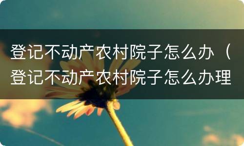 登记不动产农村院子怎么办（登记不动产农村院子怎么办理）