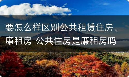 要怎么样区别公共租赁住房、廉租房 公共住房是廉租房吗
