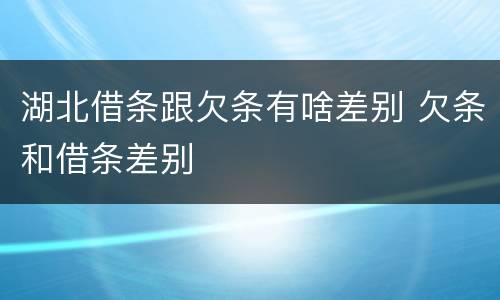 湖北借条跟欠条有啥差别 欠条和借条差别