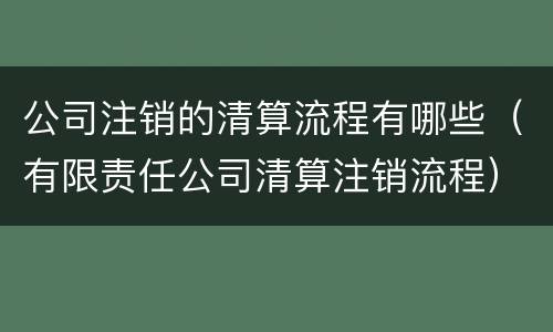 公司注销的清算流程有哪些（有限责任公司清算注销流程）
