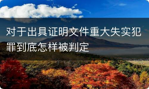 对于出具证明文件重大失实犯罪到底怎样被判定