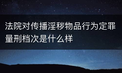 法院对传播淫秽物品行为定罪量刑档次是什么样