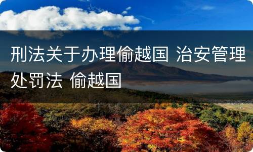 刑法关于办理偷越国 治安管理处罚法 偷越国